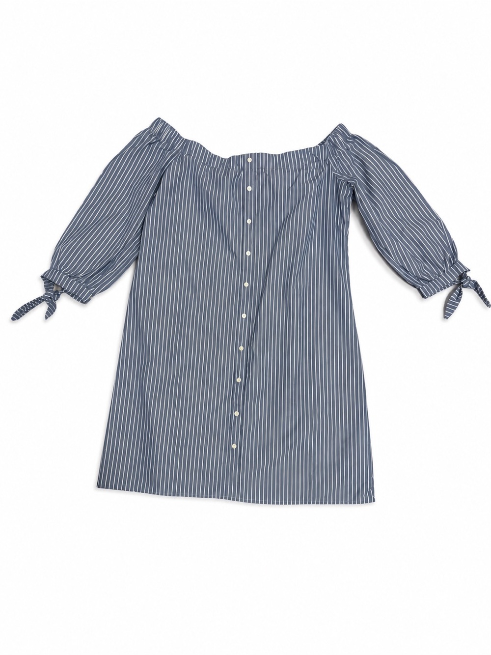 Abercrombie & Fitch Blue Stripe Off-the-Shoulder Dress – Size Small